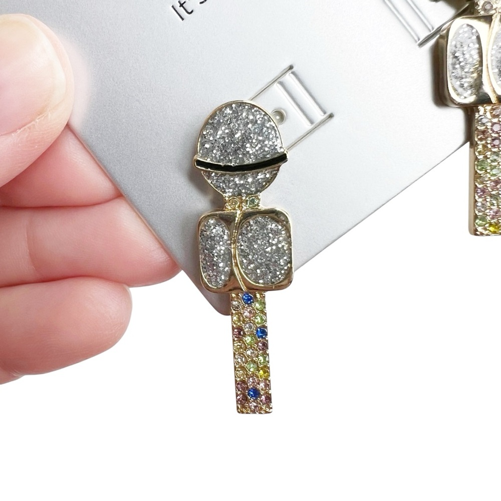 NWT Sugarfix by BaubleBar Drop The Mic Rhinestone Microphone Pierced Earrings - Picture 2 of 8